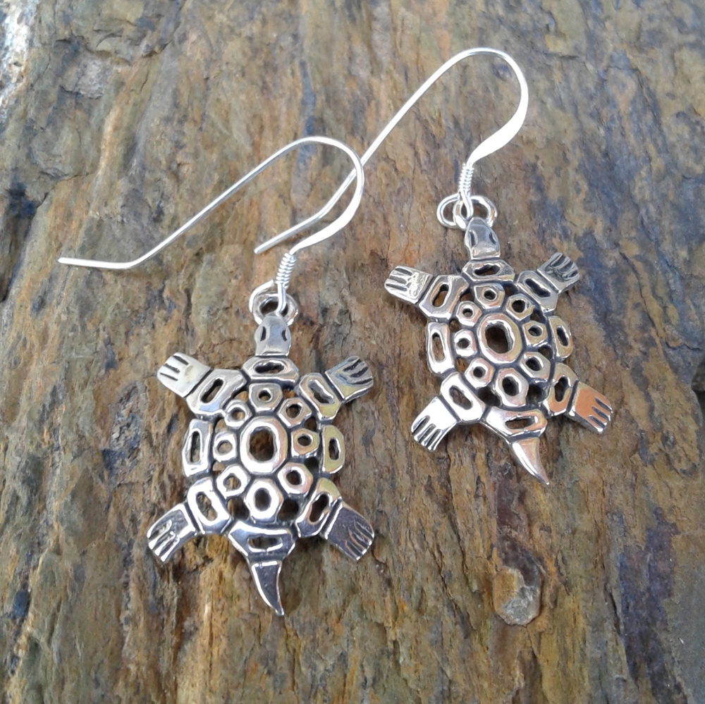 Sterling Silver Turtle Earrings - image 5